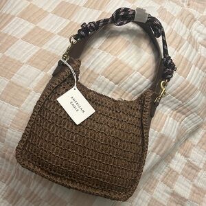 American Eagle Outfitters Woven Brown Textured Shoulder Bag New With Tags
